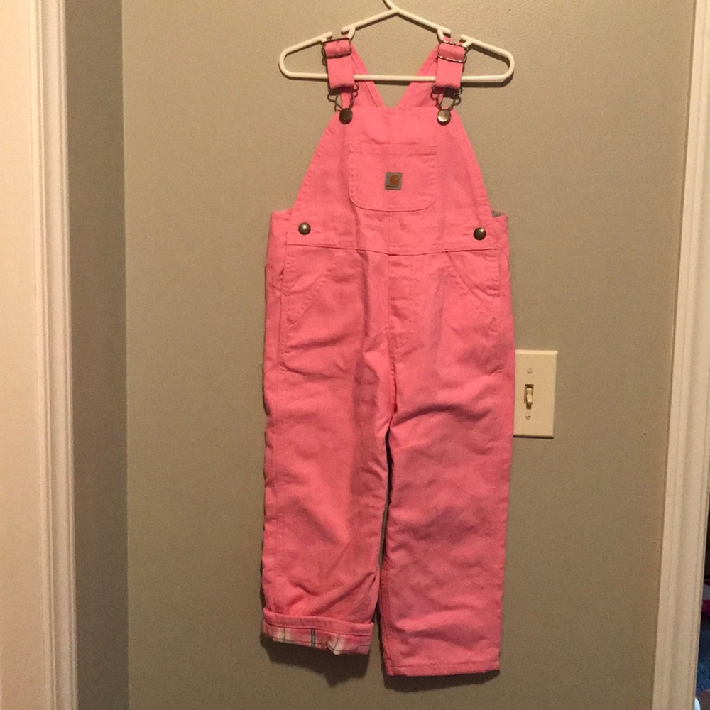 Pink fleece lined 3T Carhartt overalls